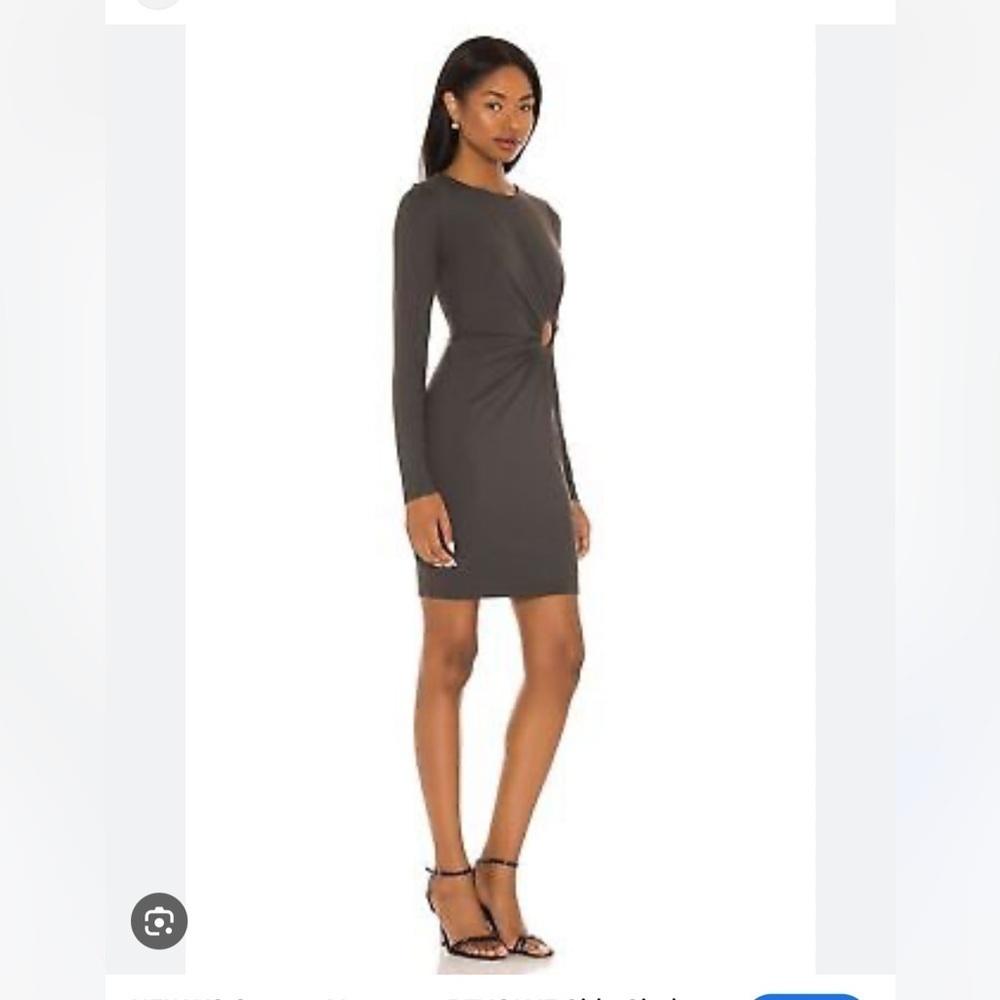 NWT Susana Monaco Side Circle Cutout Dress Long Sleeve Stretchy in Gray Smoke - Picture 2 of 7